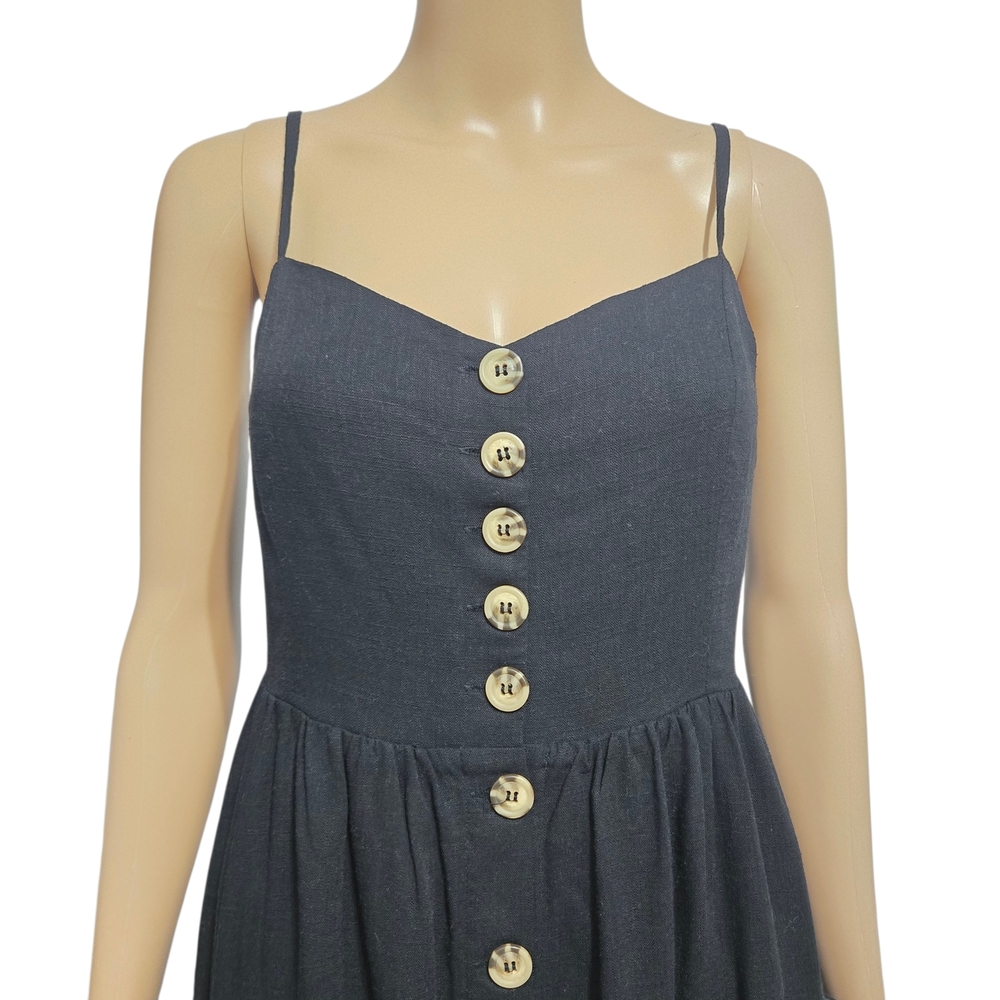 Buffalo David Bitton Black Catina Button-Down Midi Dress Size Medium - Picture 3 of 10